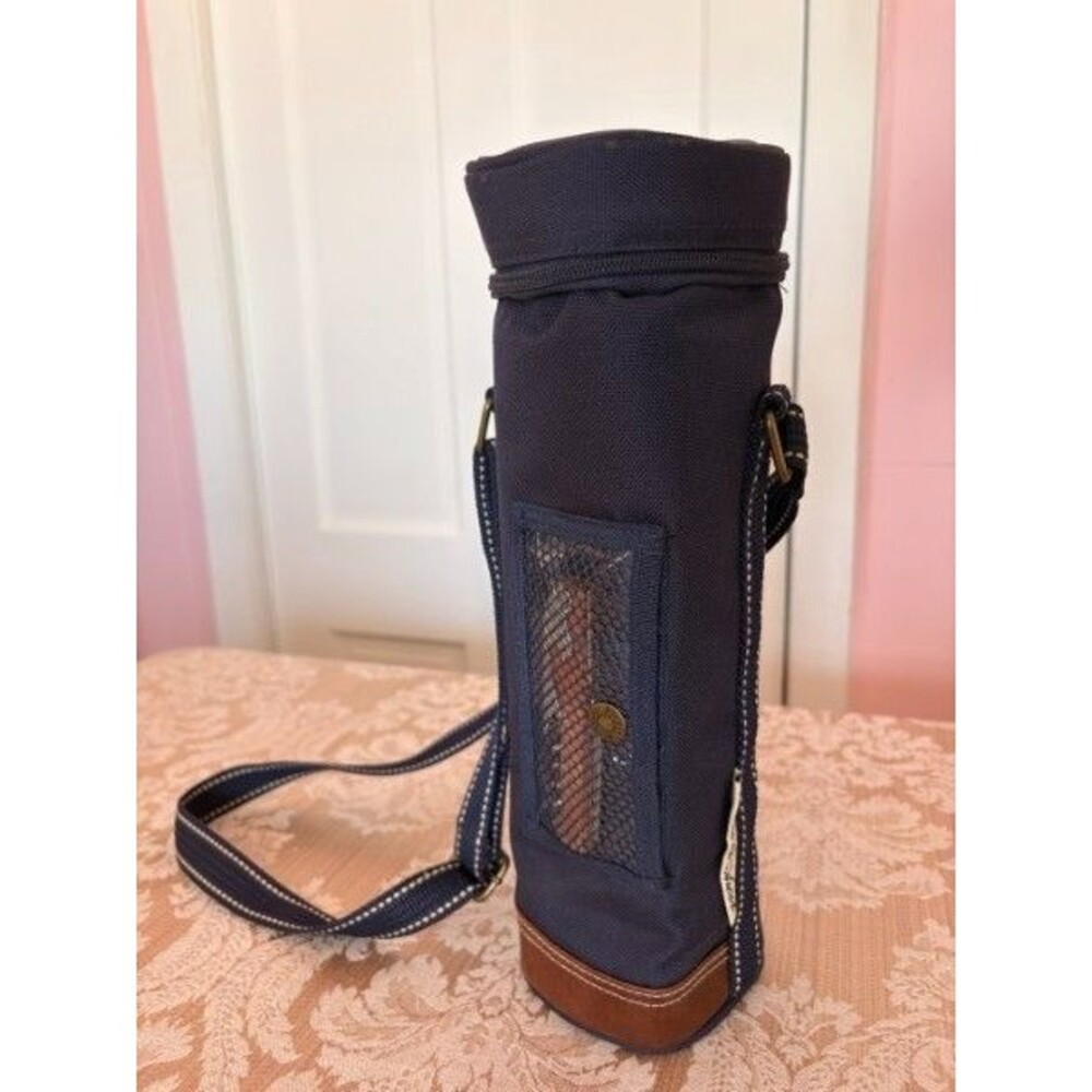 Picnic at Ascot Insulated Wine Bottle Blue Travel Bag with Corkscrew